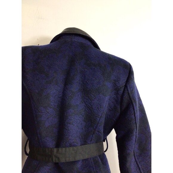 Motto Wool Coat Jacket Leather Trim Womens Small - Picture 3 of 11